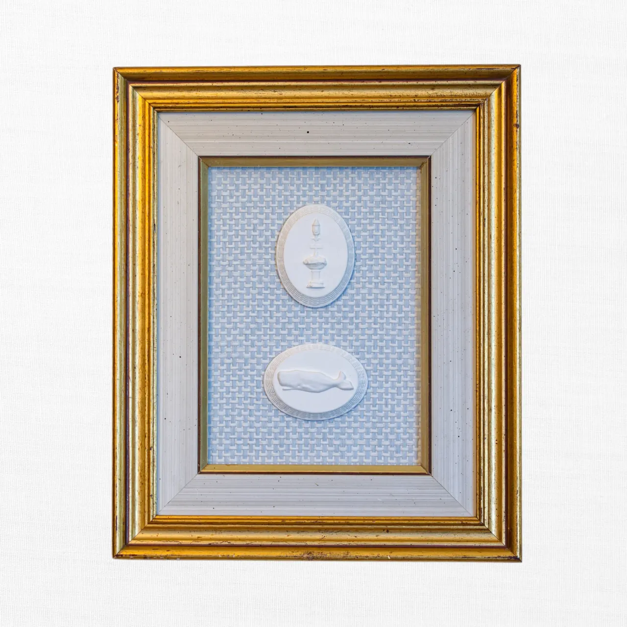 Basket Weaved - Whale & Fountain Framed Intaglios
