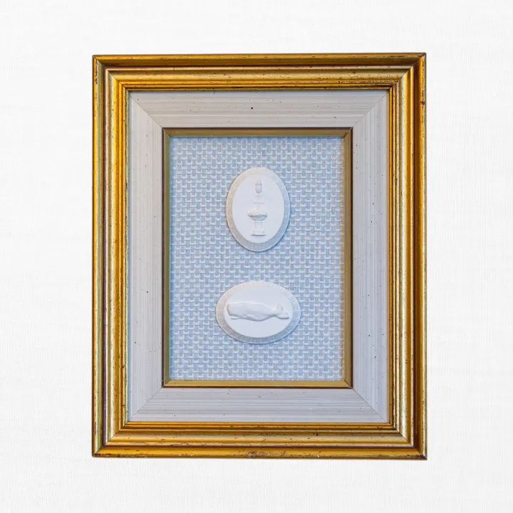 Basket Weaved - Whale & Fountain Framed Intaglios