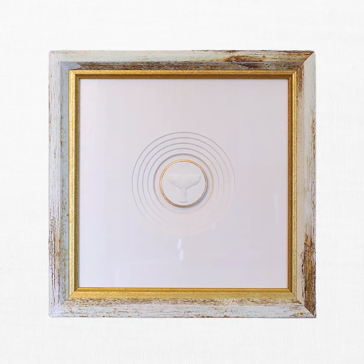 Whale Tail - Handcrafted White Frame - White Matboard