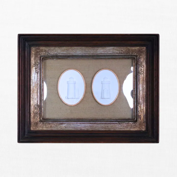 Twin Beacons - Brant Point & Sankaty Lighthouse Framed Intaglios