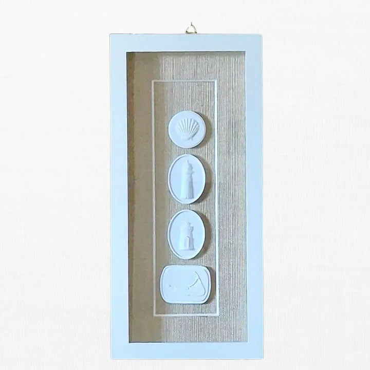 Seaside Markers - Vertical Cape & Islands Framed Intaglios