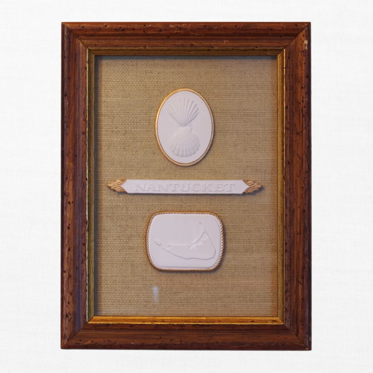 Island Keepsake - Scallop, Nameplate & Nantucket Map Framed Intaglios