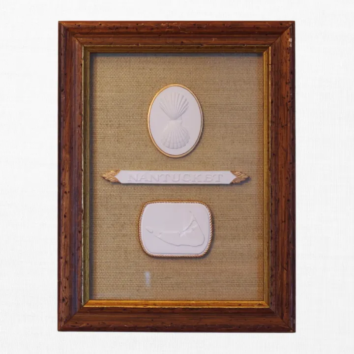 Island Keepsake - Scallop, Nameplate & Nantucket Map Framed Intaglios