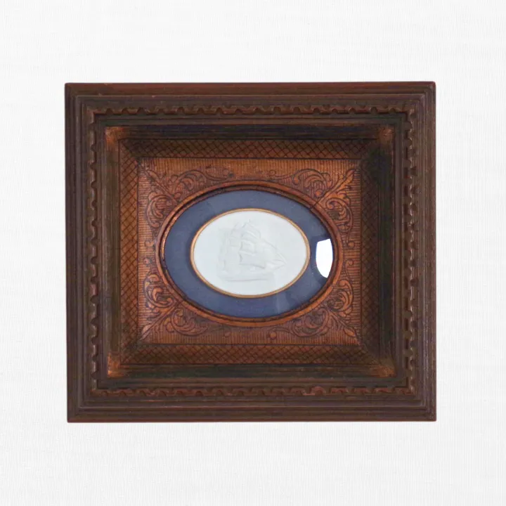 Voyager's Crest - Tall Ship Carved Frame Intaglio