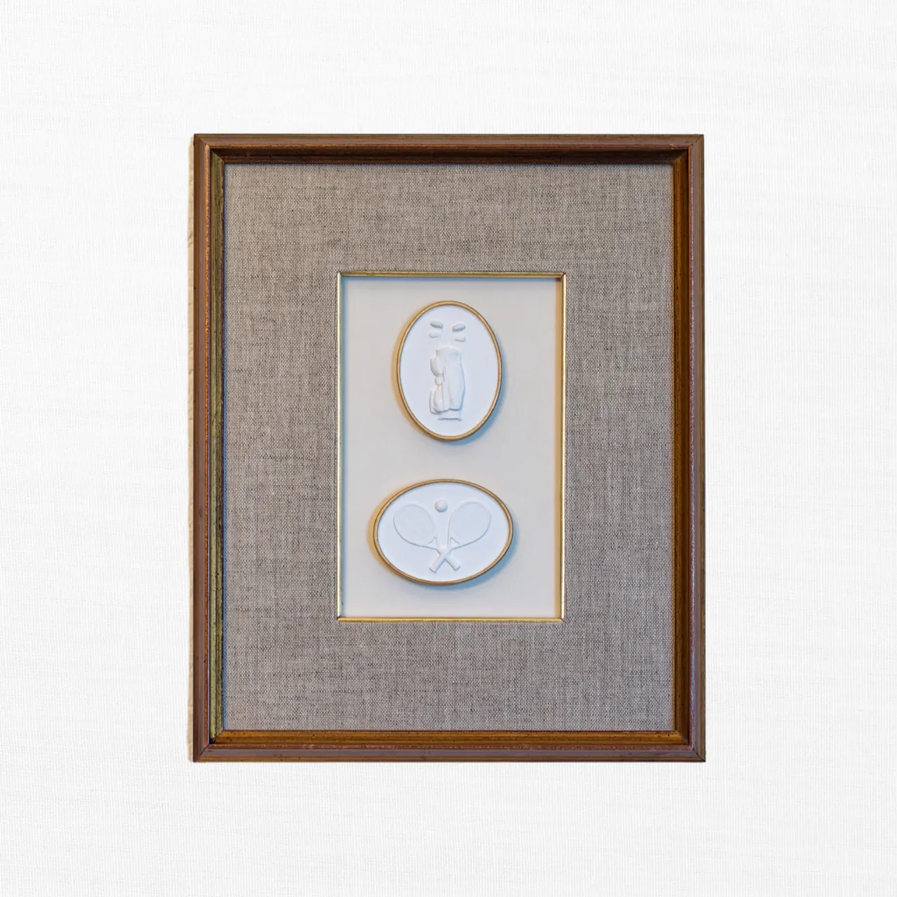 Golf & Tennis Intaglio Duo in Linen-Panel Frame