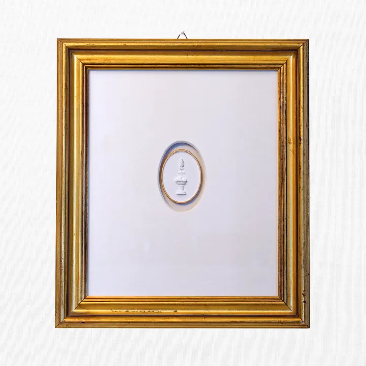 Fountain Intaglio Medallion in Wide-Mat Gilt Frame