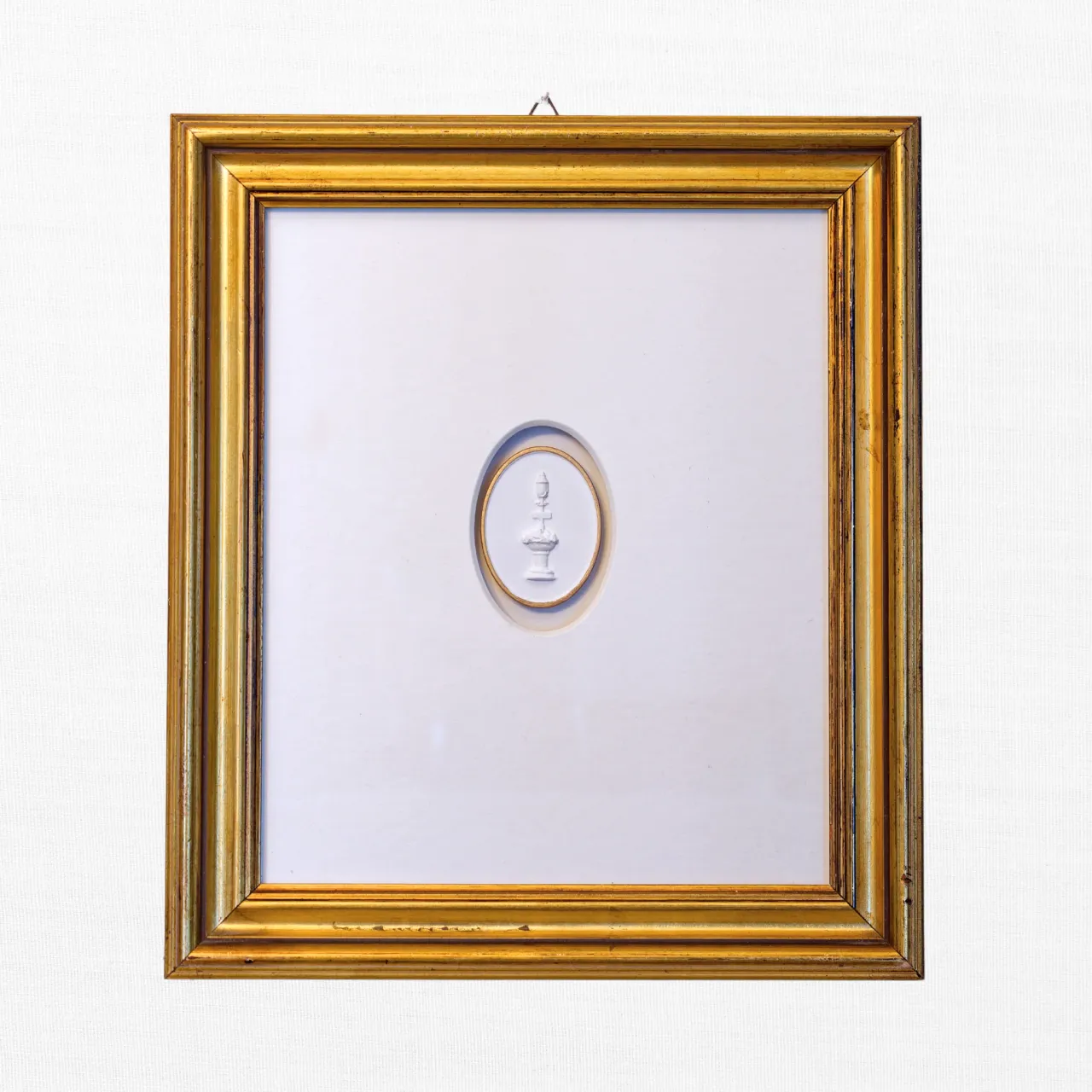Fountain Intaglio Medallion in Wide-Mat Gilt Frame