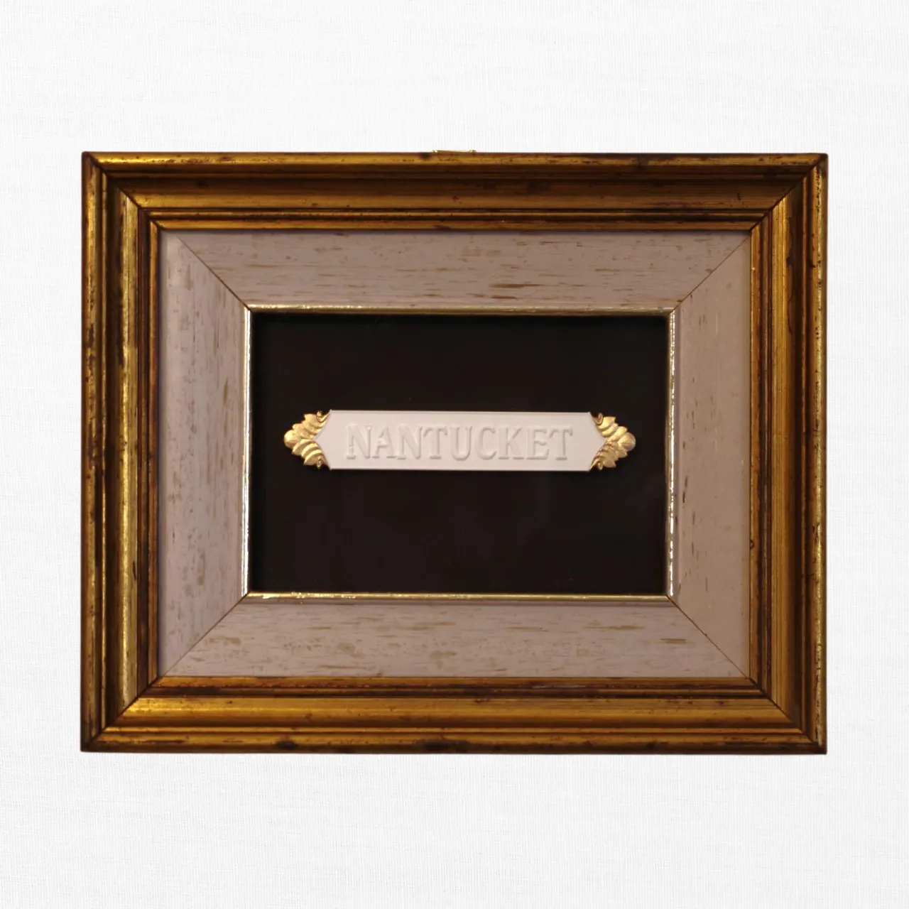 Nantucket Quarter Board - Vintage Gold Frame - Black Matboard