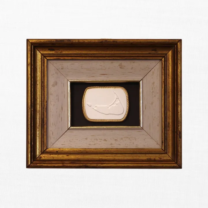 Nantucket Map - Vintage Gold Frame - Black Matboard