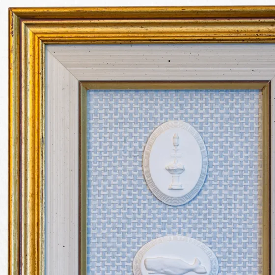 Basket Weaved - Whale & Fountain Framed Intaglios, view 2