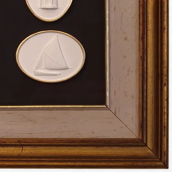Brant Point - Sailboat - Vintage Gold Frame - Black Matboard, view 2