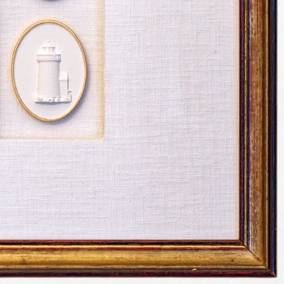 Lighthouse Intaglio Duo in White-Linen Shadow Frame, view 2