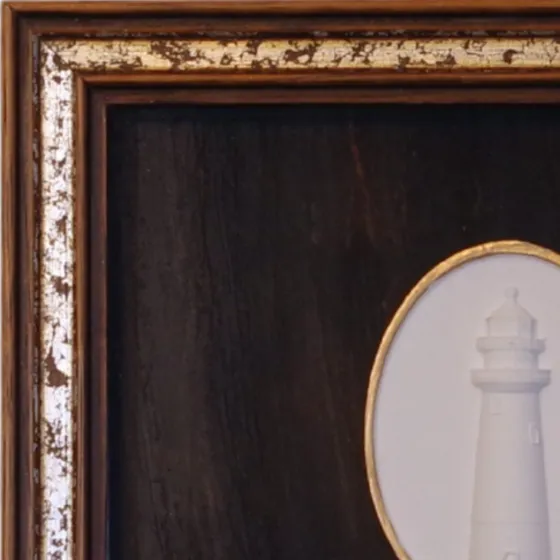 Island Beacon - Lighthouse & Nantucket Map Framed Intaglios, view 2