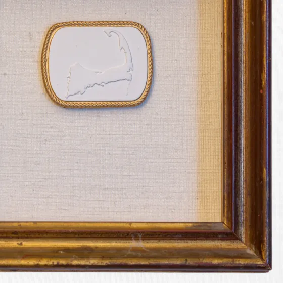 Cape Cod Map with Gilded Rope Rim in Linen Shadow Frame, view 2