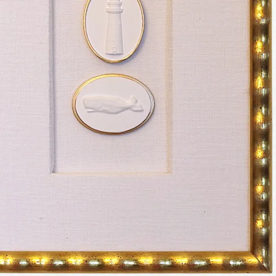 Scallop - Sankaty Lighthouse - Whale - Gold Frame - Linen, view 2