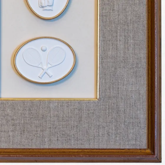 Golf & Tennis Intaglio Duo in Linen-Panel Frame, view 2