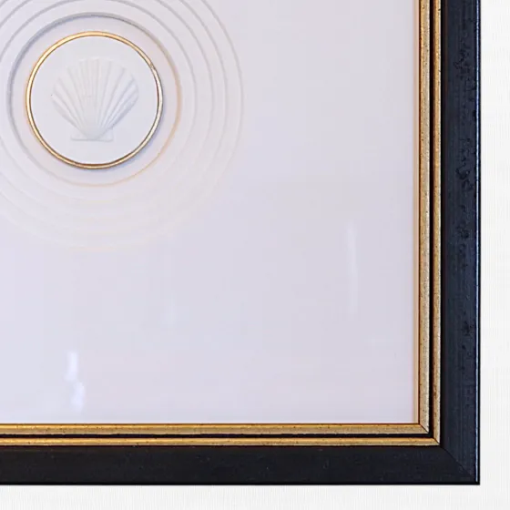 Scallop - Handcrafted Black Frame - White Matboard, view 2