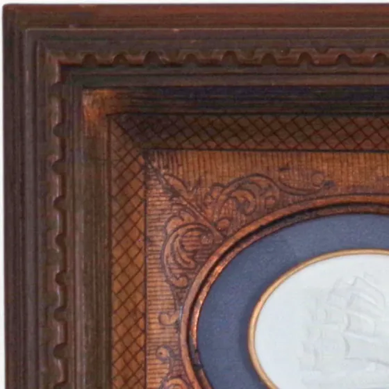Voyager's Crest - Tall Ship Carved Frame Intaglio, view 2
