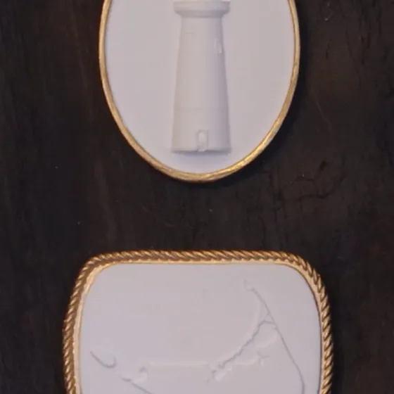 Island Beacon - Lighthouse & Nantucket Map Framed Intaglios, view 3