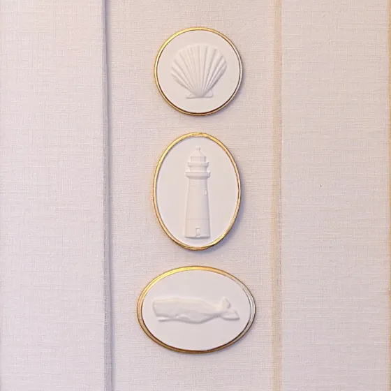 Scallop - Sankaty Lighthouse - Whale - Gold Frame - Linen, view 3