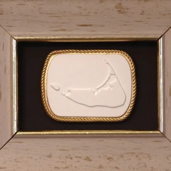 Nantucket Map - Vintage Gold Frame - Black Matboard, view 3