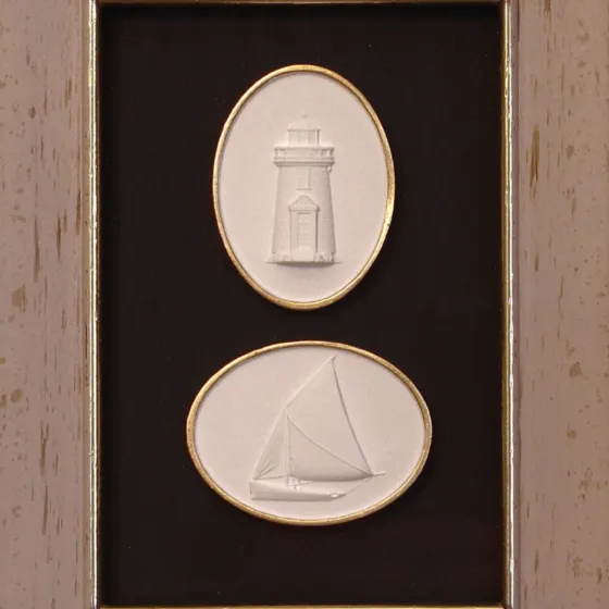 Brant Point - Sailboat - Vintage Gold Frame - Black Matboard, view 3