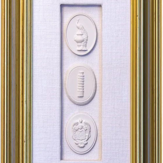 Triple Cameo on White Linen, view 3
