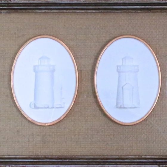 Twin Beacons - Brant Point & Sankaty Lighthouse Framed Intaglios, view 3