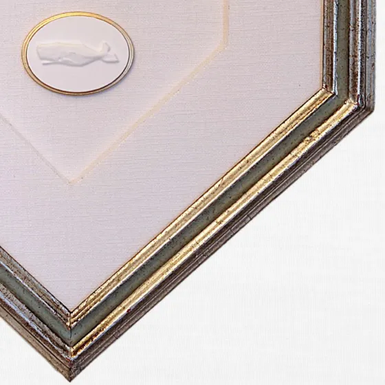 Scallop - Nantucket Quarter Board - Whale - Hexagonal Silver Frame - Linen, view 3