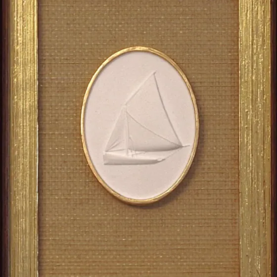 Sailboat - Vintage Walnut Frame - Straw Wallpaper, view 3