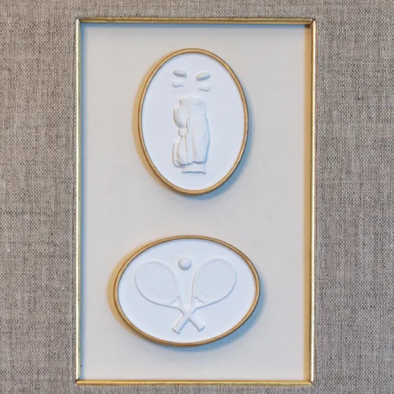 Golf & Tennis Intaglio Duo in Linen-Panel Frame, view 3