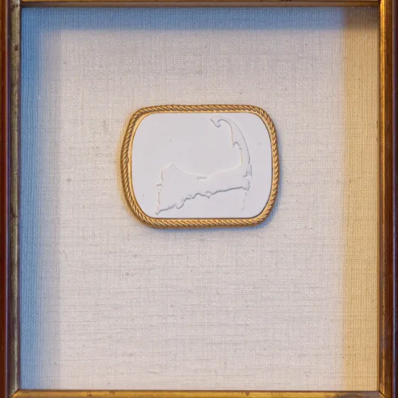 Cape Cod Map with Gilded Rope Rim in Linen Shadow Frame, view 3