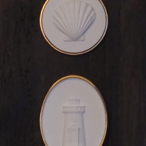 Coastal Duo - Scallop & Lighthouse Framed Intaglios, view 3