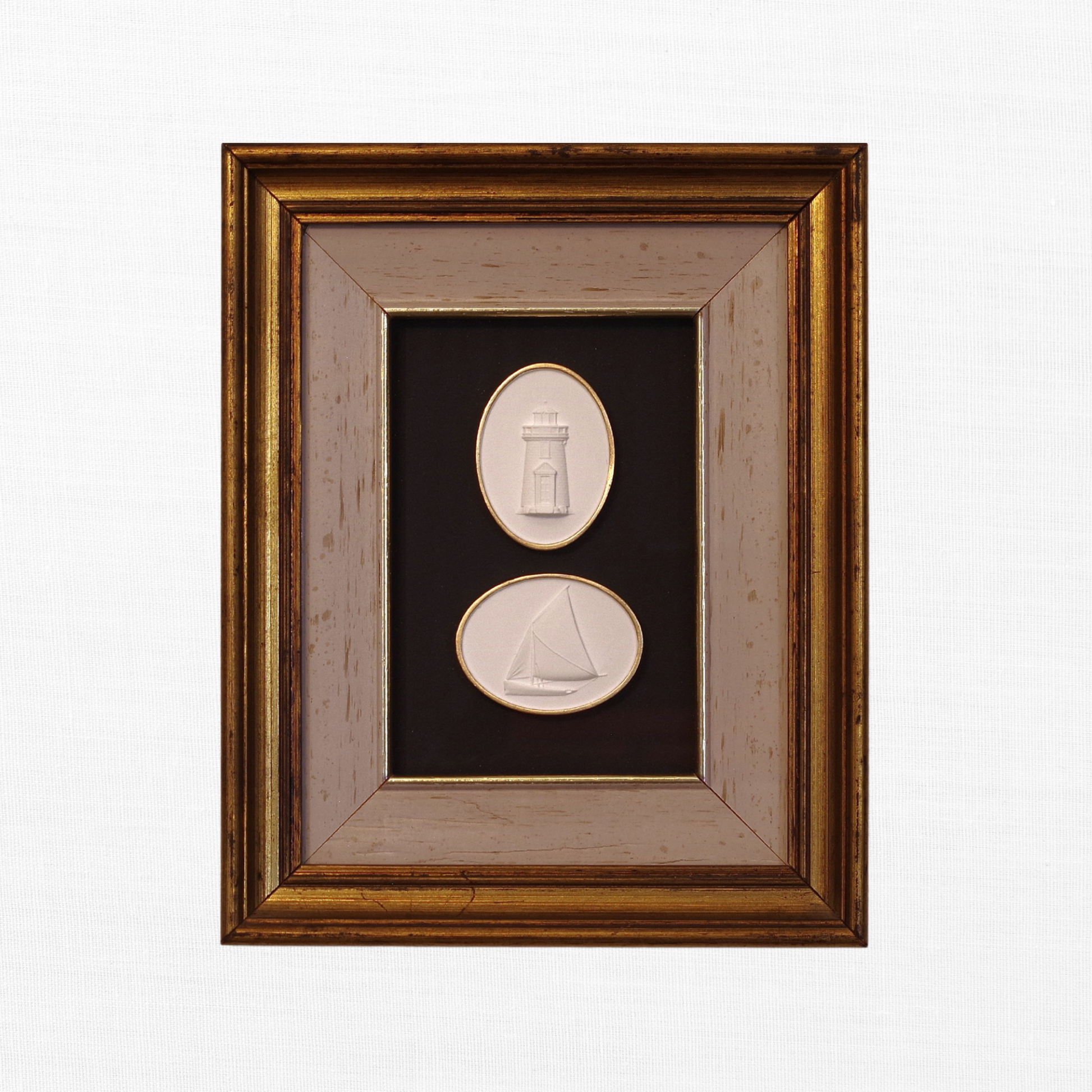 Brant Point · Sailboat · Vintage Gold Frame · Black Matboard