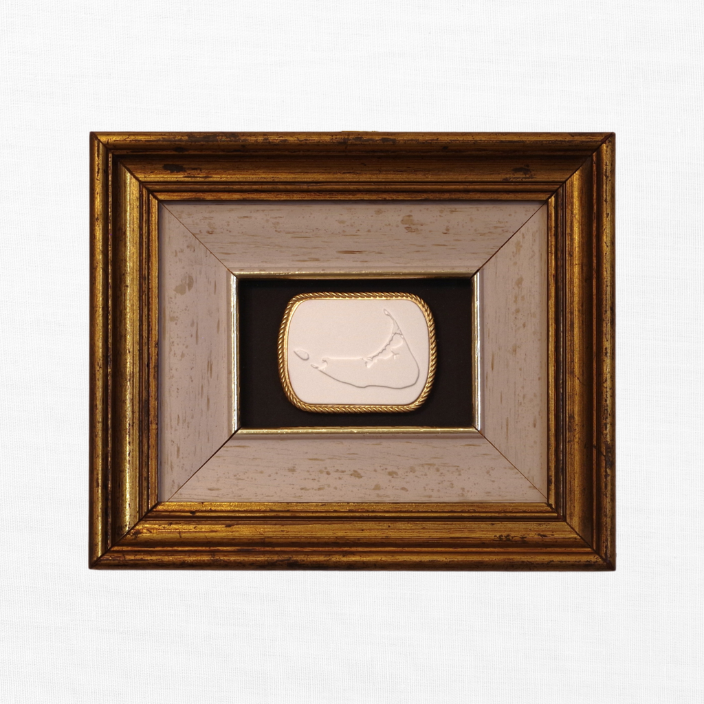 Nantucket Map · Vintage Gold Frame · Black Matboard