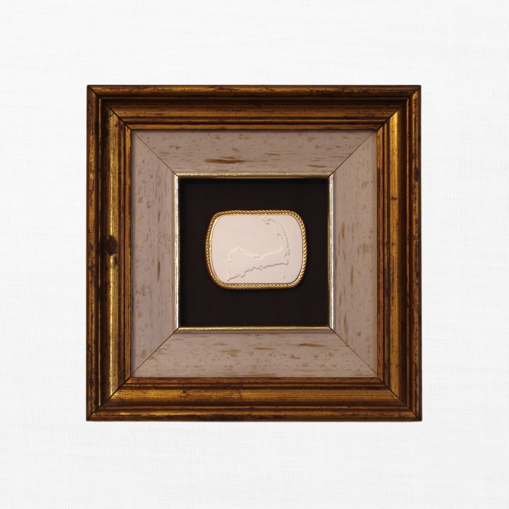 1 · Cape Cod Map · Vintage Gold Frame · Black Matboard