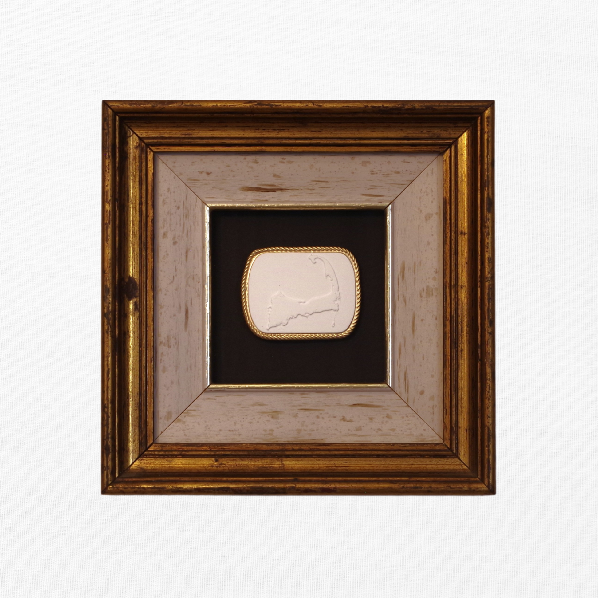 1 · Cape Cod Map · Vintage Gold Frame · Black Matboard