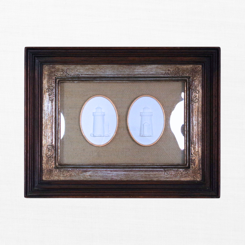 Twin Beacons - Brant Point & Sankaty Lighthouse Framed Intaglios