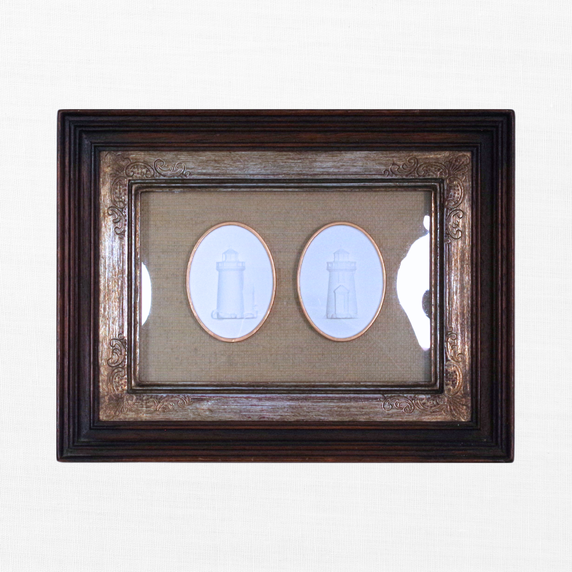 Twin Beacons - Brant Point & Sankaty Lighthouse Framed Intaglios