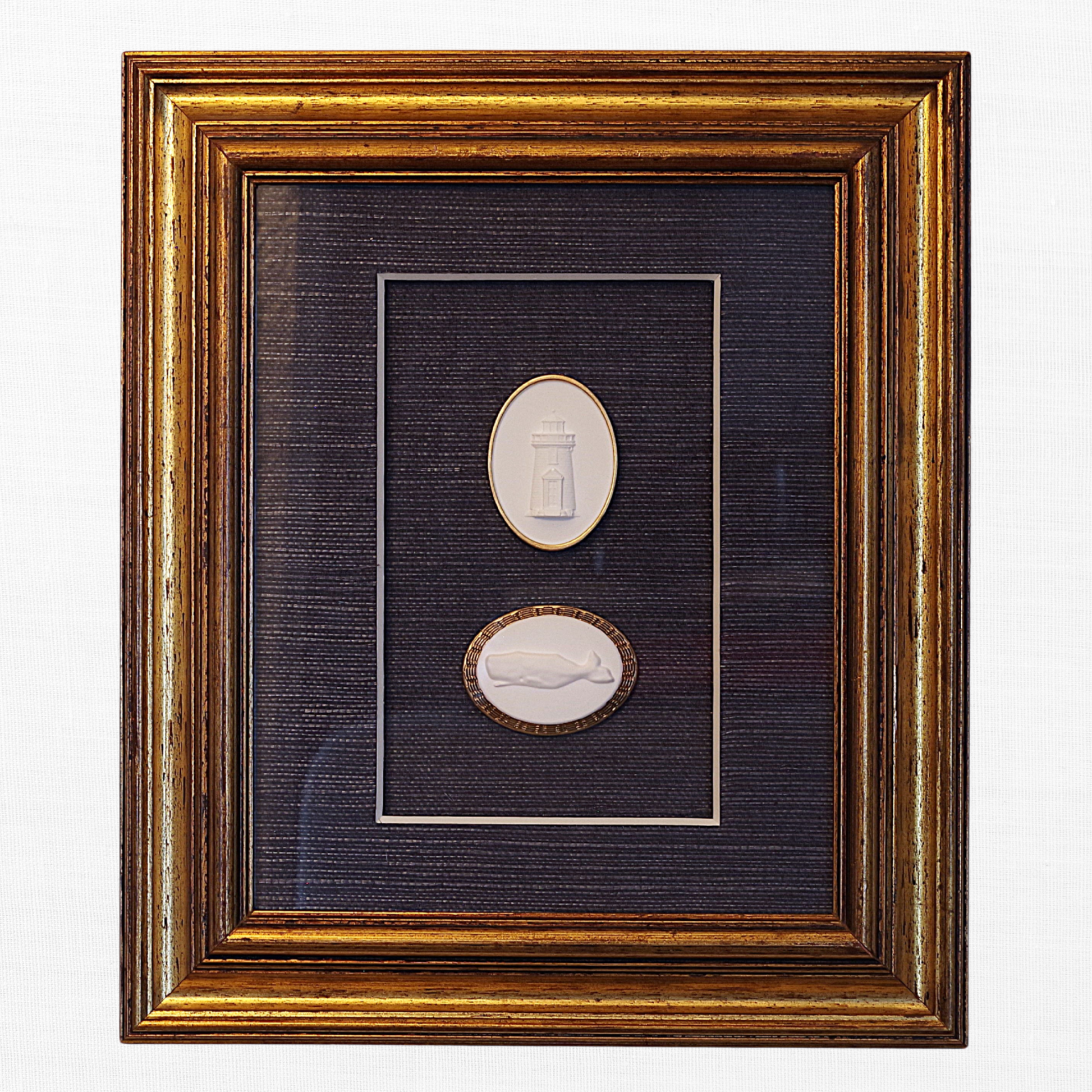 Brant Point · Whale · Vintage Gold Frame · Navy Wallpaper