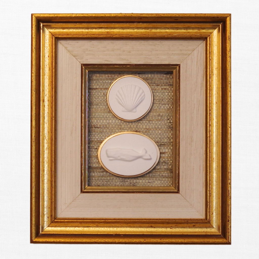 Scallop · Whale · Vintage Gold Frame · Straw Wallpaper