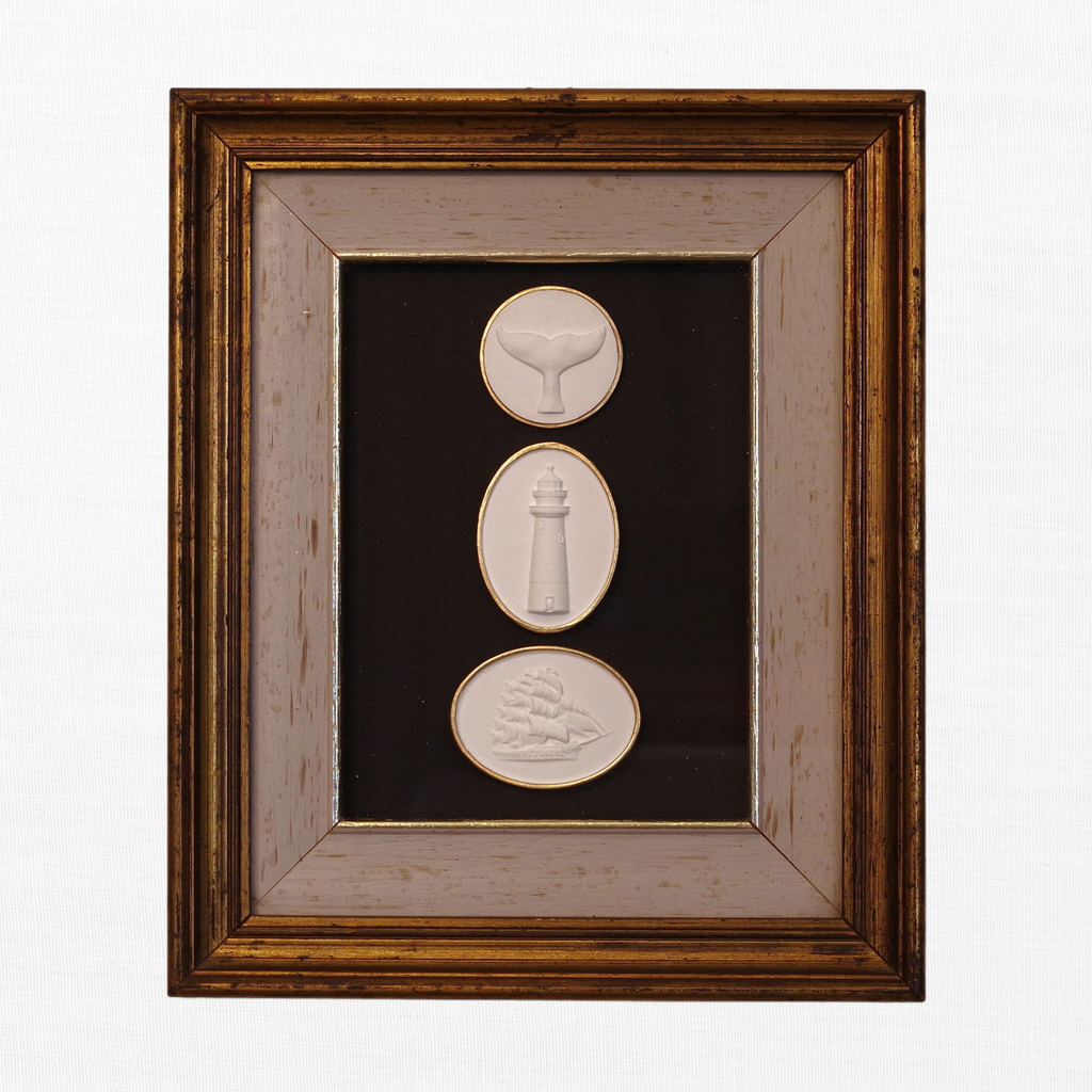 Whale Tail · Sankaty Lighthouse · Tall Ship · Vintage Gold Frame · Black Matboard