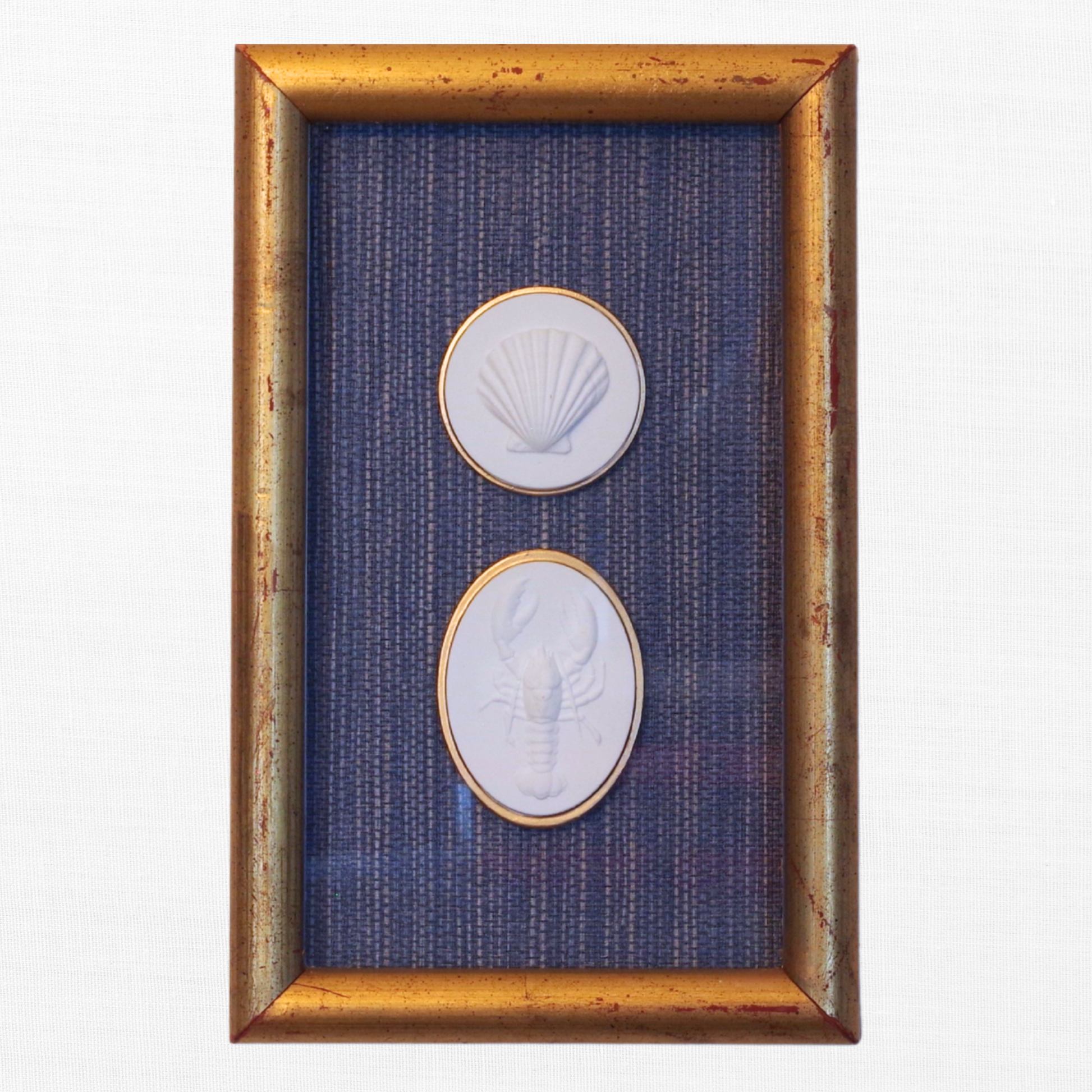 Seaside Pair - Scallop & Lobster Framed Intaglios