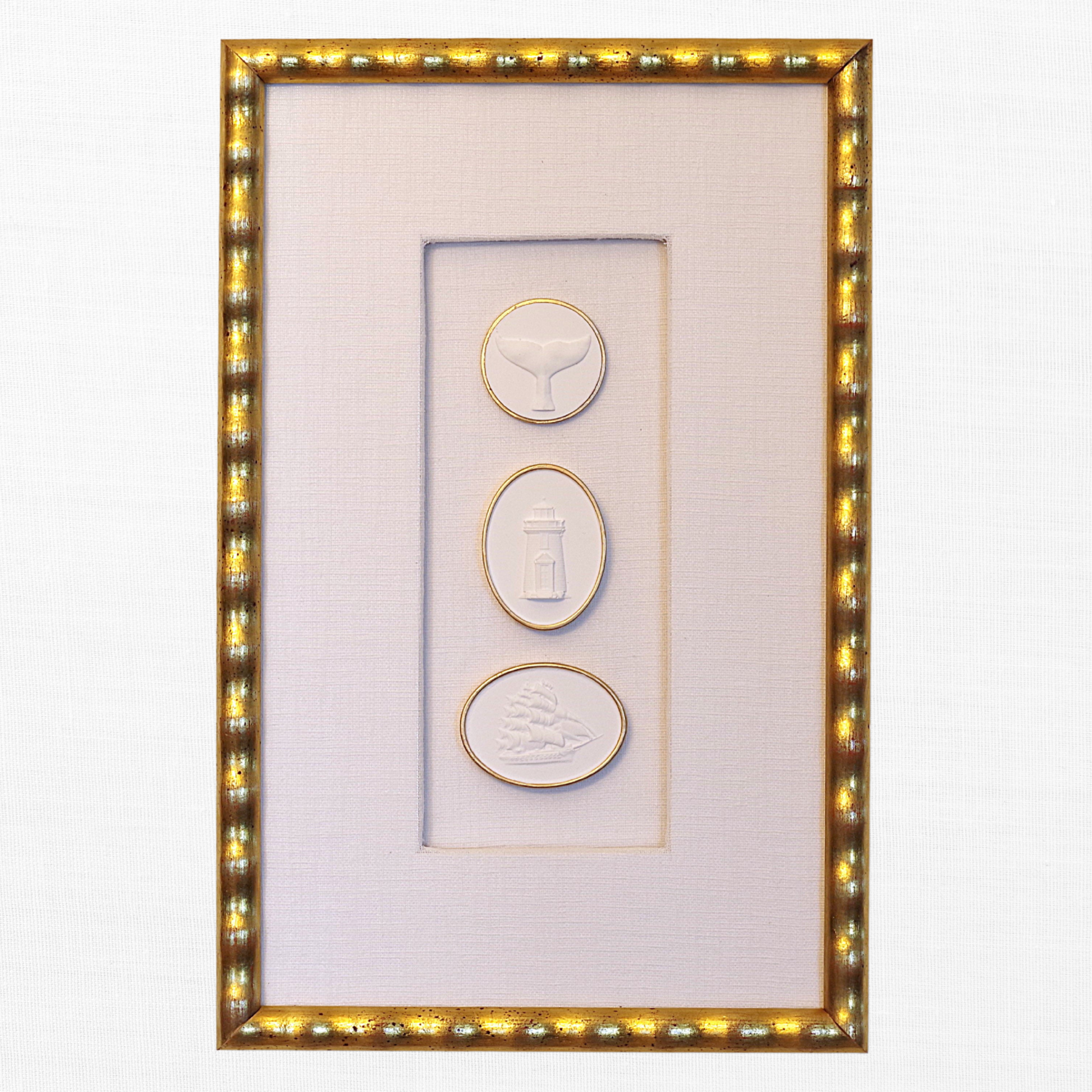 Whale · Brant Point · Ship · Gold Frame · Linen