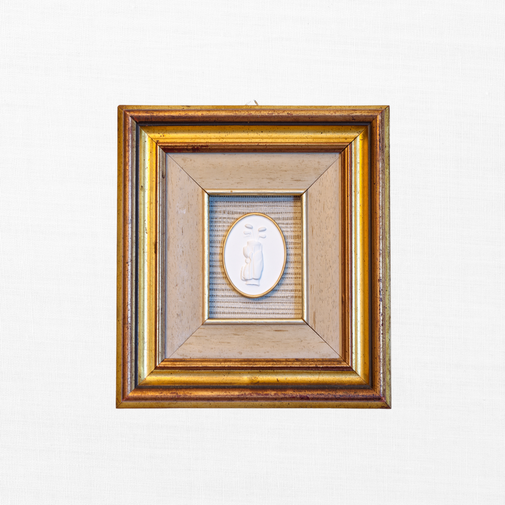 Gilded Golf Intaglio in Honey-Oak Shadow Frame