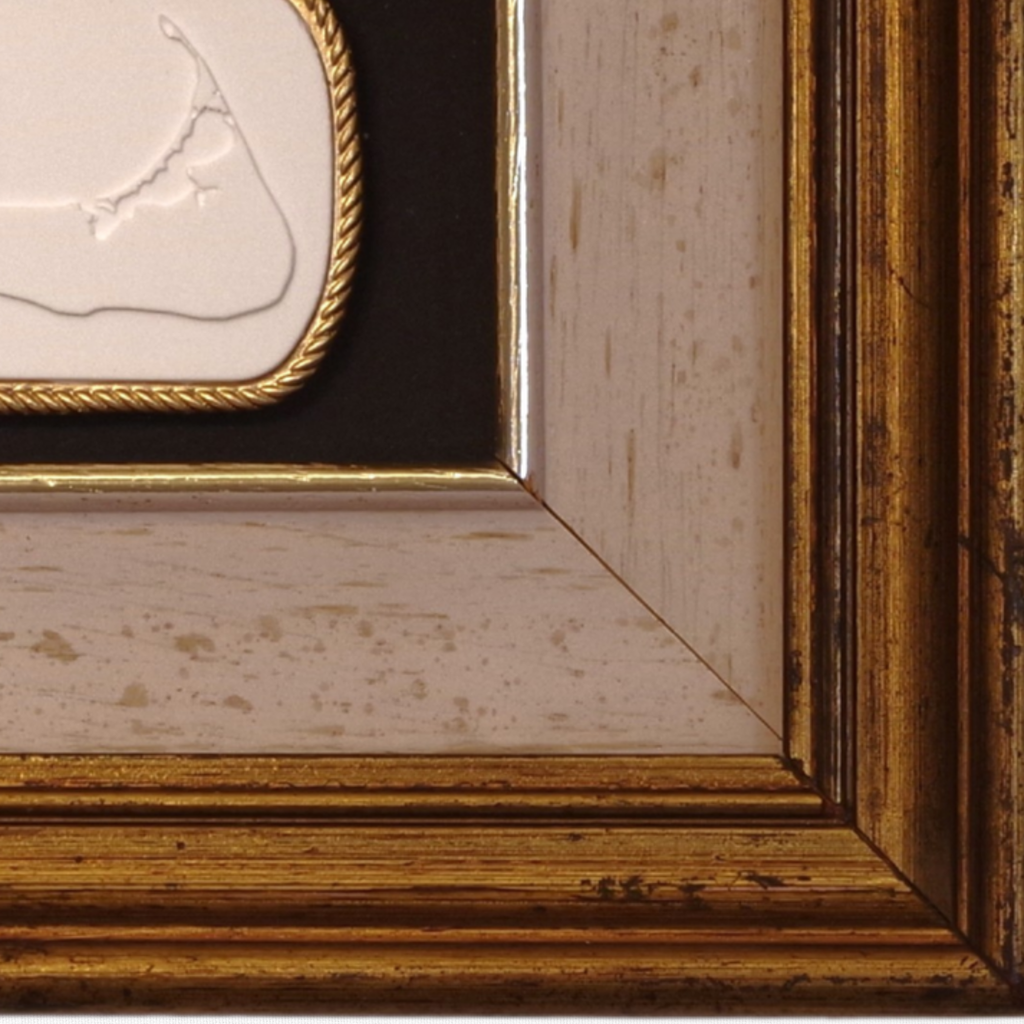 Nantucket Map · Vintage Gold Frame · Black Matboard