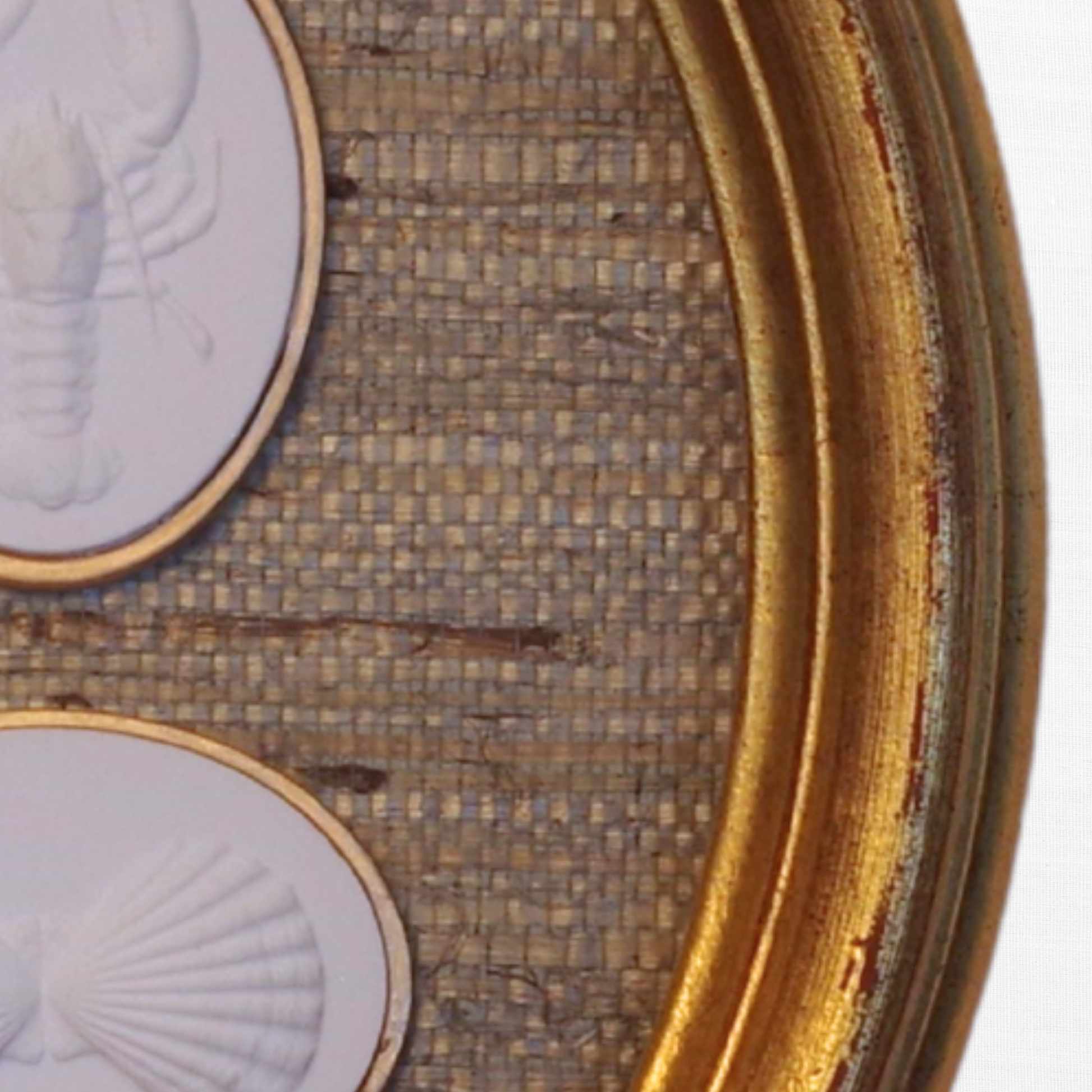 Golden Shore - Lobster & Twin Shells Oval Framed Intaglios