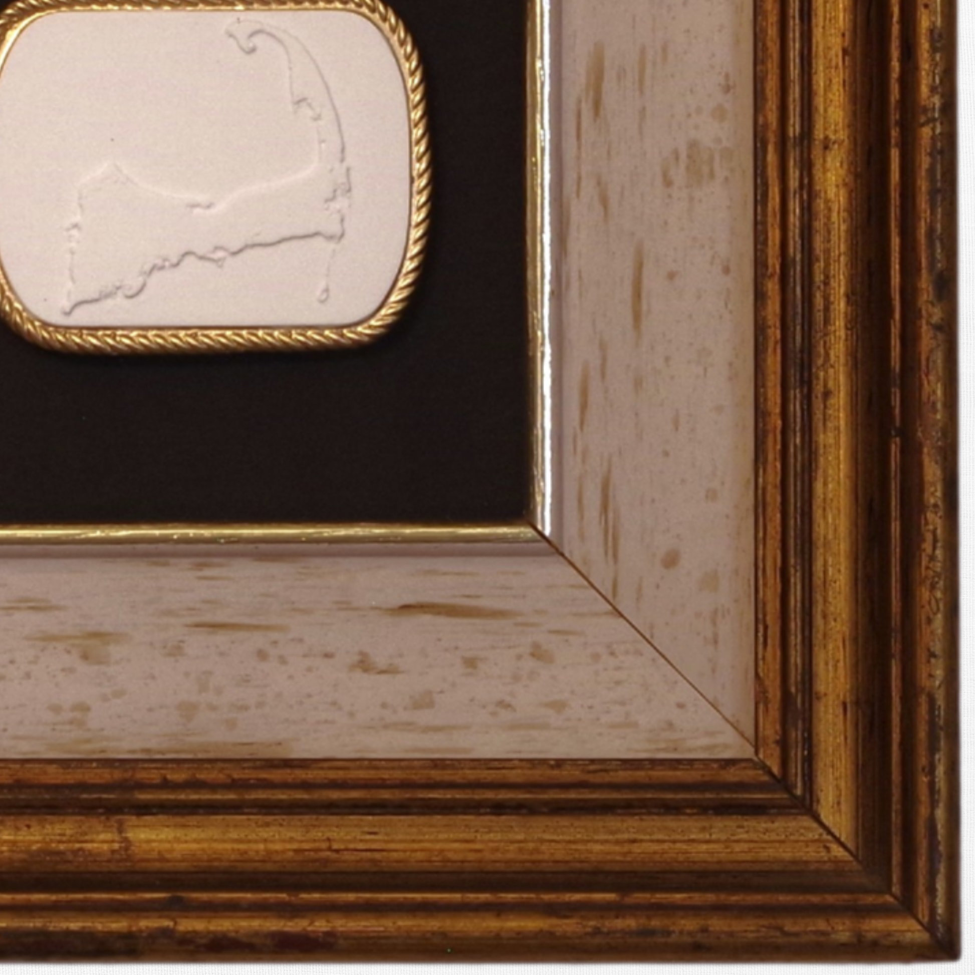 1 · Cape Cod Map · Vintage Gold Frame · Black Matboard