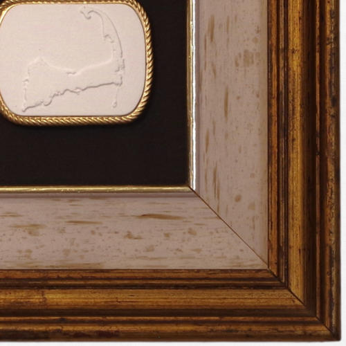 1 · Cape Cod Map · Vintage Gold Frame · Black Matboard