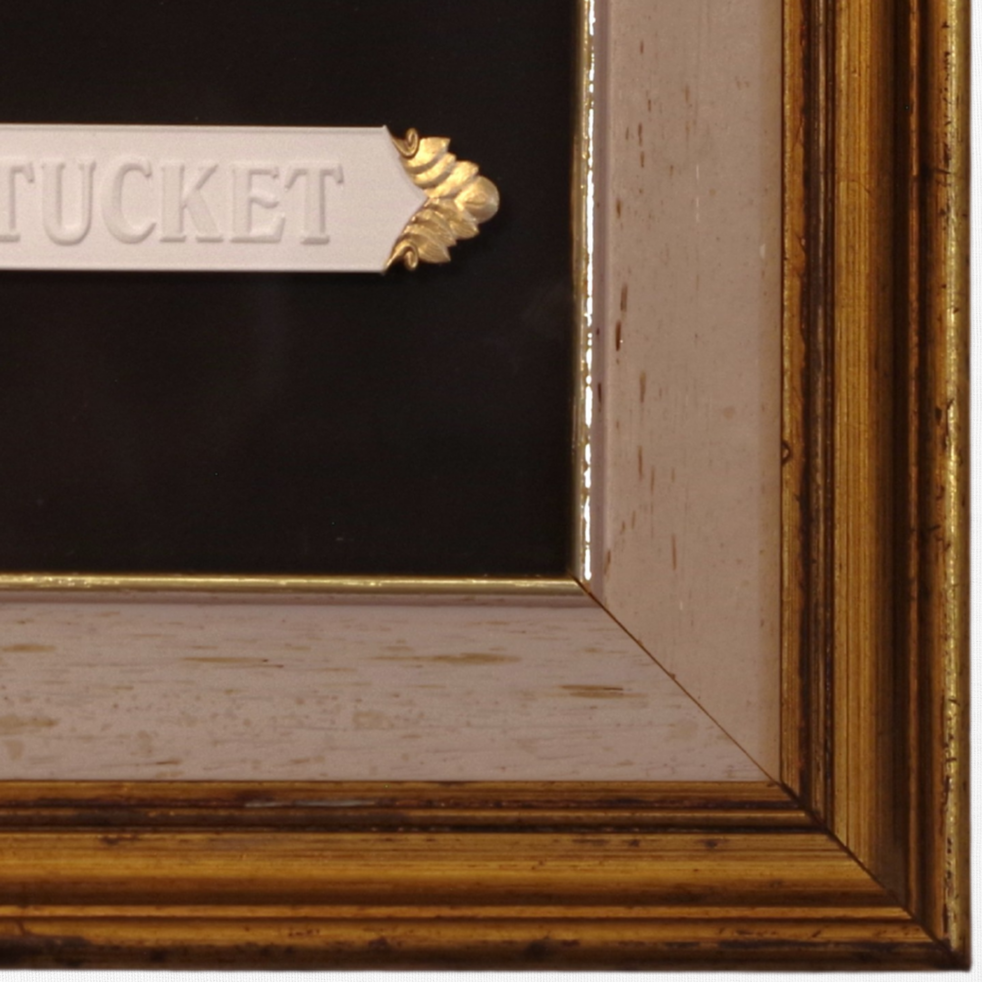 Nantucket Quarter Board · Vintage Gold Frame · Black Matboard